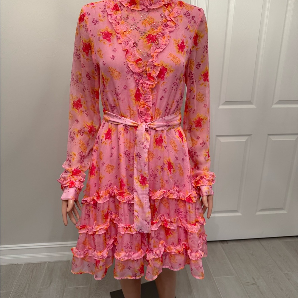 Dodo Bar Or Floral Pink Ruffle Dress